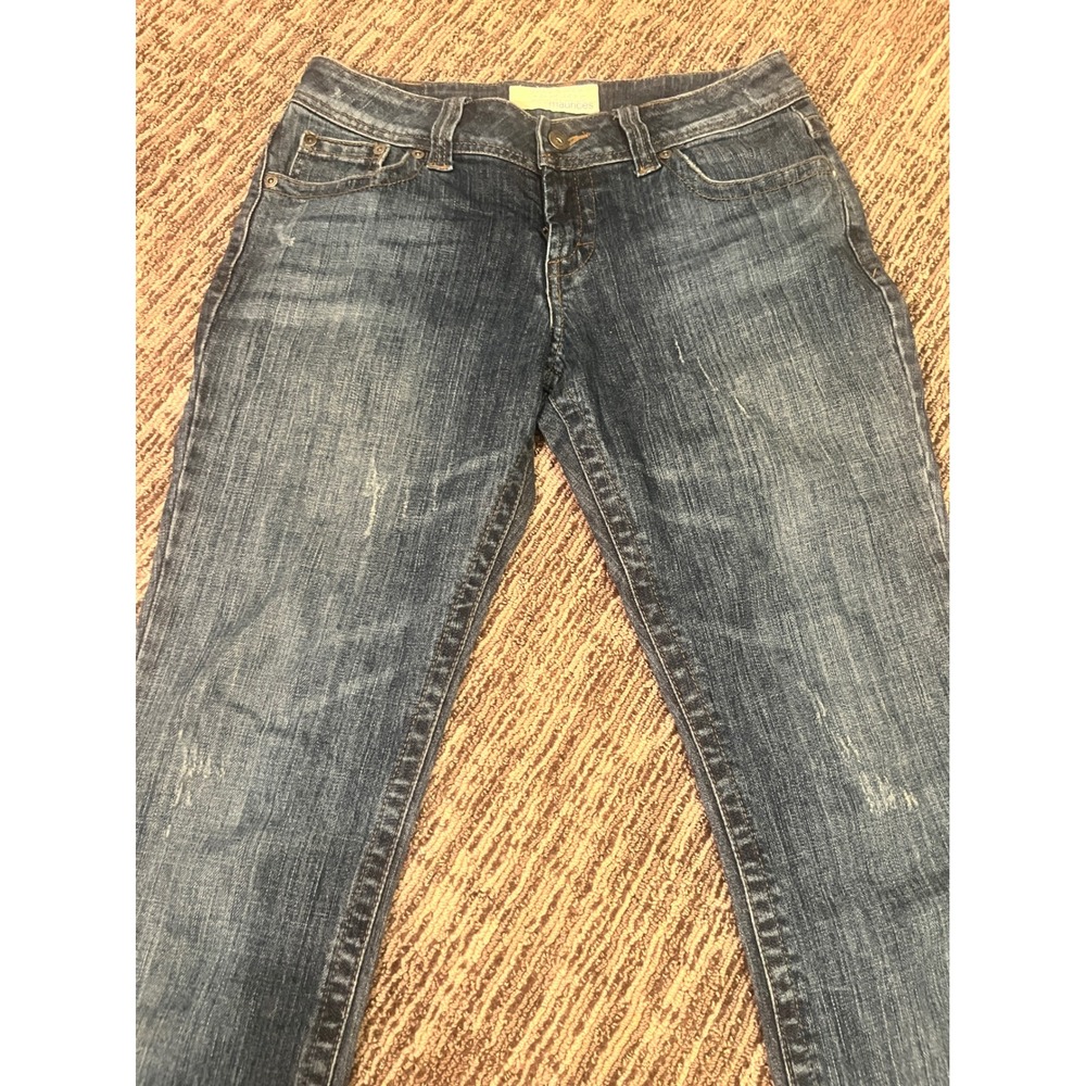 Maurices Womens Medium Wash Distressed Denim Jeans Blue Classic Fit